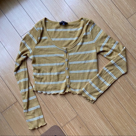 Yellow long-sleeved Crop Top, size M - Picture 4 of 4